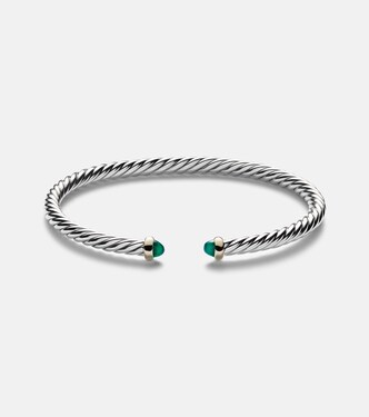 Cable Flex® sterling silver and 14kt gold cuff bracelet with onyxes | David Yurman