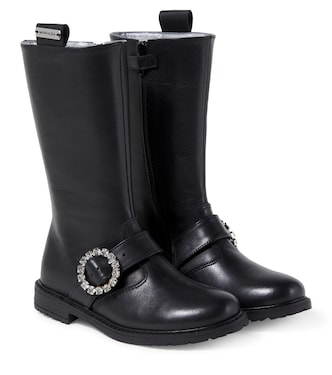 Embellished leather knee-high boots | Monnalisa