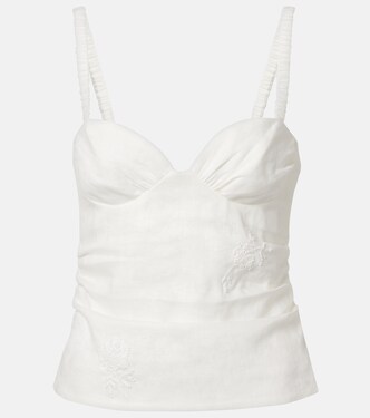 Alessandra embroidered linen top | SIR