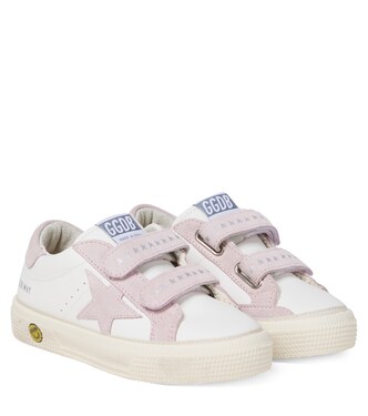 May School suede-trimmed leather sneakers | Golden Goose Kids