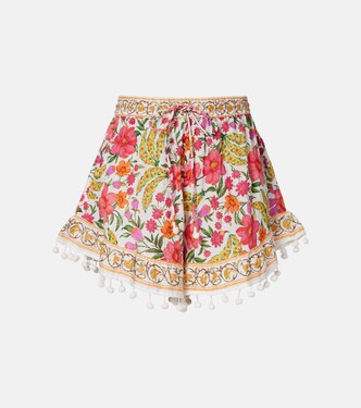 Banana Flowers embellished cotton shorts | Farm Rio