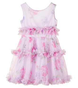 Floral ruffled tulle dress | Monnalisa