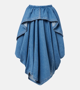 Asymmetrical denim midi skirt | Loewe