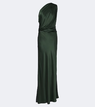 Draped one-shoulder silk satin gown | The Sei