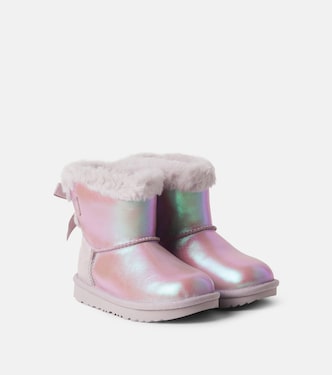 Bow-detail metallic leather boots | UGG Kids