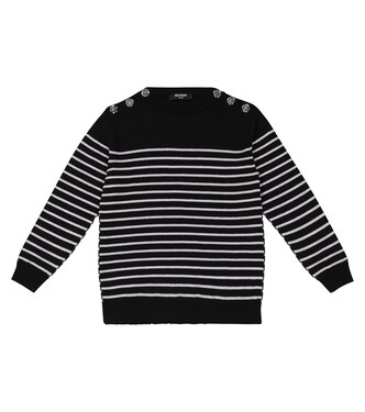Striped lamé virgin wool sweater | Balmain Kids