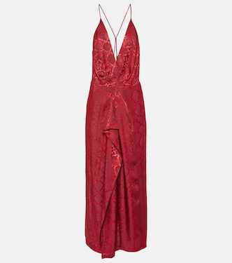 Carmine snake-print satin maxi dress | Simkhai