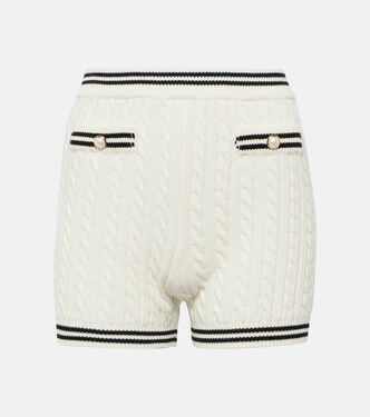Striped cable-knit cotton shorts | Alessandra Rich