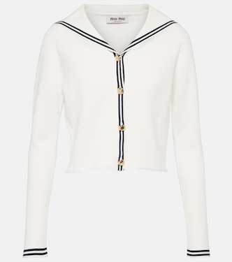 Striped cotton-blend cardigan | Miu Miu