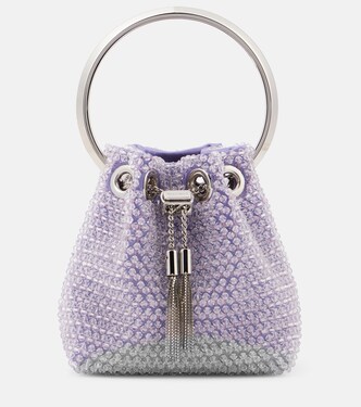 Verzierte Bucket-Bag Bon Bon Micro aus Satin | Jimmy Choo