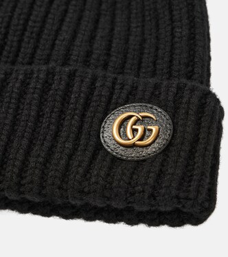 GUCCI ダブルGニットビーニー Mサイズ Double G wool and cashmere beanie in black - Gucci | Mytheresa