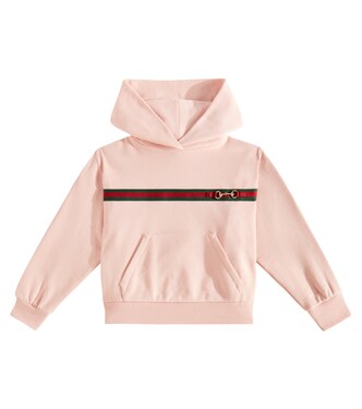 Web horsebit embellished cotton hoodie | Gucci Kids