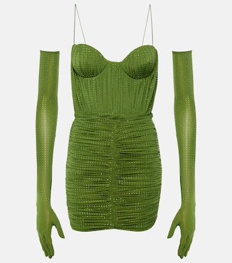 缀饰褶饰针织迷你连衣裙 | Alex Perry