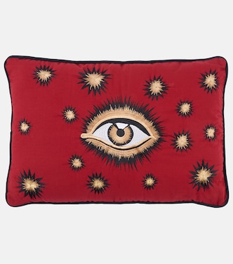 Eye embroidered cotton cushion | Les-Ottomans