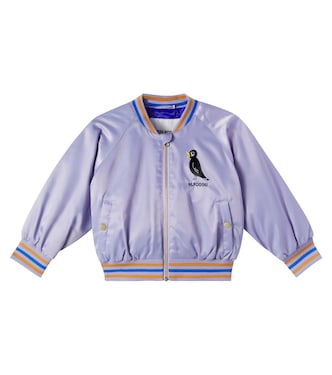 Embroidered logo satin bomber jacket | Mini Rodini