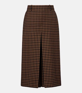 Gingham mid-rise wool culottes | Saint Laurent