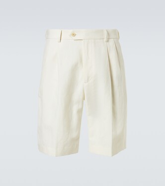 Pleated wool, cotton, and linen shorts | Auralee