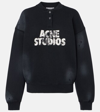 Distressed logo cotton fleece sweatshirt | Acne Studios