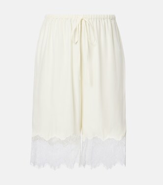 Verano lace-trimmed silk satin Bermuda shorts | Staud