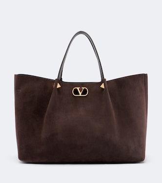حقيبة يد من الجلد السويدي VLogo Signature Large | Valentino Garavani