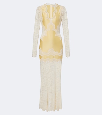 Lace and satin maxi dress  | Rabanne