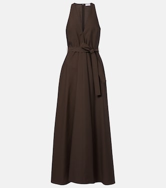 Belted cotton-blend maxi dress | Brunello Cucinelli