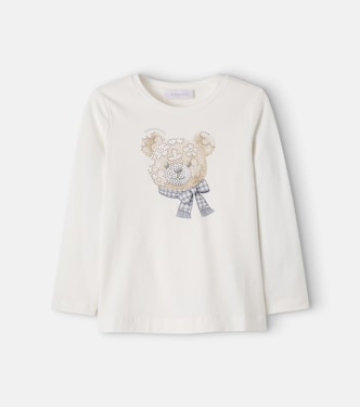 Embellished printed cotton-blend T-shirt | Monnalisa