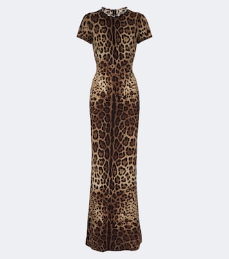Embellished leopard-print silk-blend gown | Dolce&Gabbana