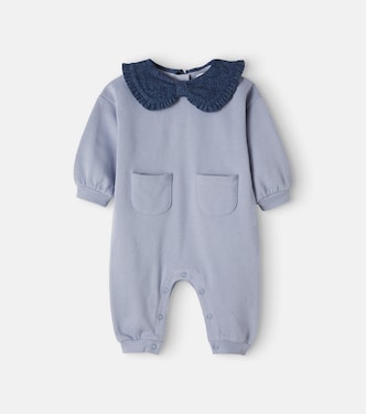 Bow-detail cotton fleece onesie | Emile et Ida