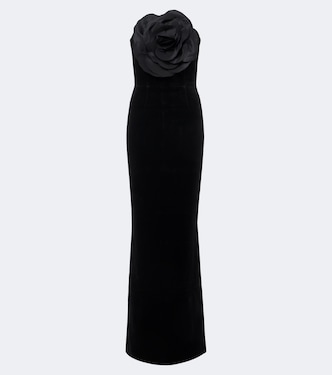 Lois floral-appliqué strapless gown | Rebecca Vallance