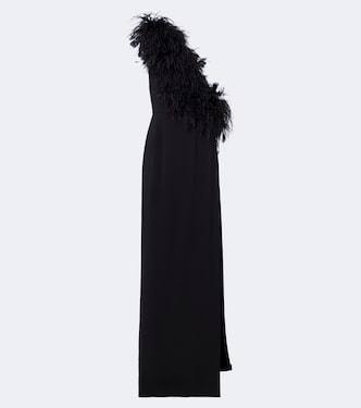 Feather-trimmed one-shoulder gown | Dolce&Gabbana