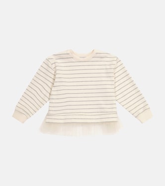 Tulle-trimmed striped sweater | Brunello Cucinelli Kids
