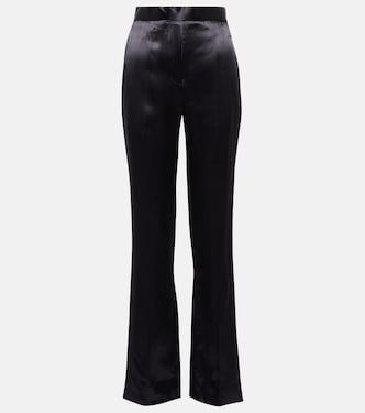 Pantalon droit à taille haute en satin | Victoria Beckham