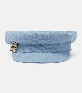 Broche Vivier denim flat cap | Roger Vivier