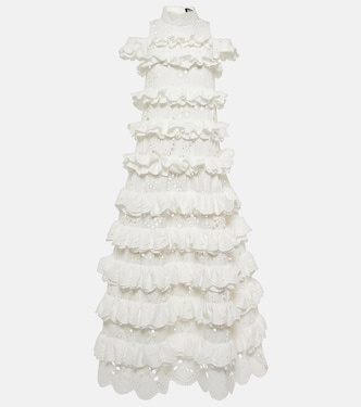 Embroidered ruffled maxi dress  | Susan Fang