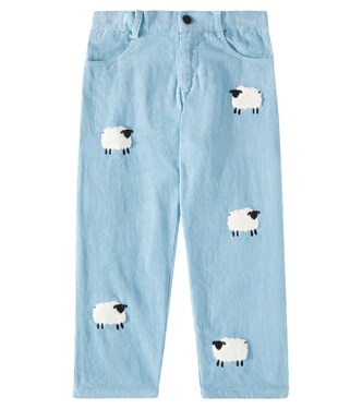 Embroidered cotton corduroy straight pants | Stella McCartney Kids