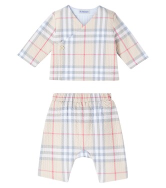 Baby Burberry Check cotton sweater and pants set | Burberry Kids