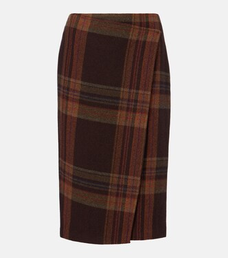 Plaid wool-blend midi skirt | Polo Ralph Lauren
