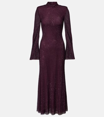 Rhinestone mesh maxi dress | Self-Portrait