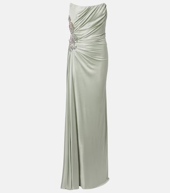 Lorinne embellished satin bustier gown | Costarellos