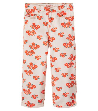 Jean droit Blossoms en sergé de coton | Tinycottons