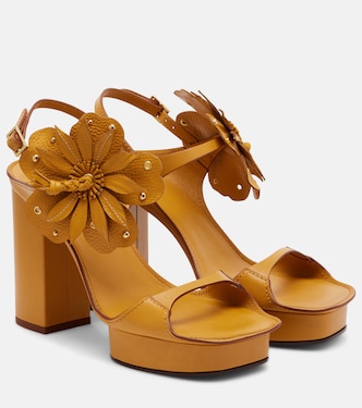 Brightside Platform floral-appliqué leather sandals | Zimmermann