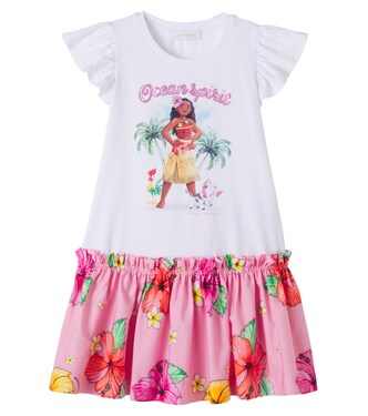 x Disney® printed cotton-blend jersey dress | Monnalisa