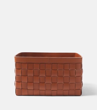 Mondina Large woven leather basket | Giobagnara