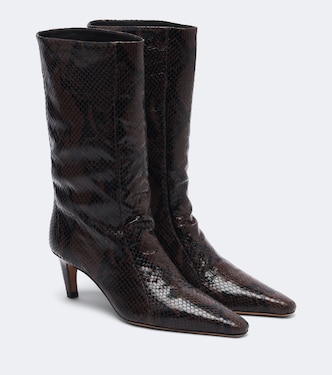 Cave snake-effect leather ankle boots | JUDE