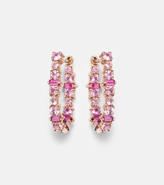 Boucles d'oreilles Rivulet en or rose 18 ct, saphirs et rubis | Ileana Makri
