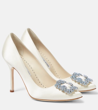 Bridal Pumps Hangisi 105 aus Satin mit Kristallen | Manolo Blahnik