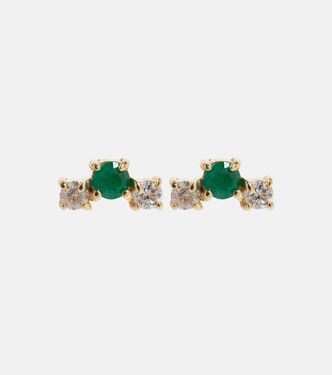 Boucles d'oreilles Dainty Emerald Goddess en or 14 ct, émeraudes et diamants | Stone and Strand