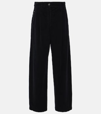 Cotton-blend velvet straight pants | Brunello Cucinelli