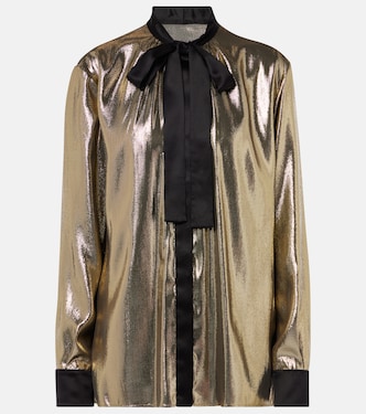 Tie-neck silk-blend lamé blouse | Dolce&Gabbana